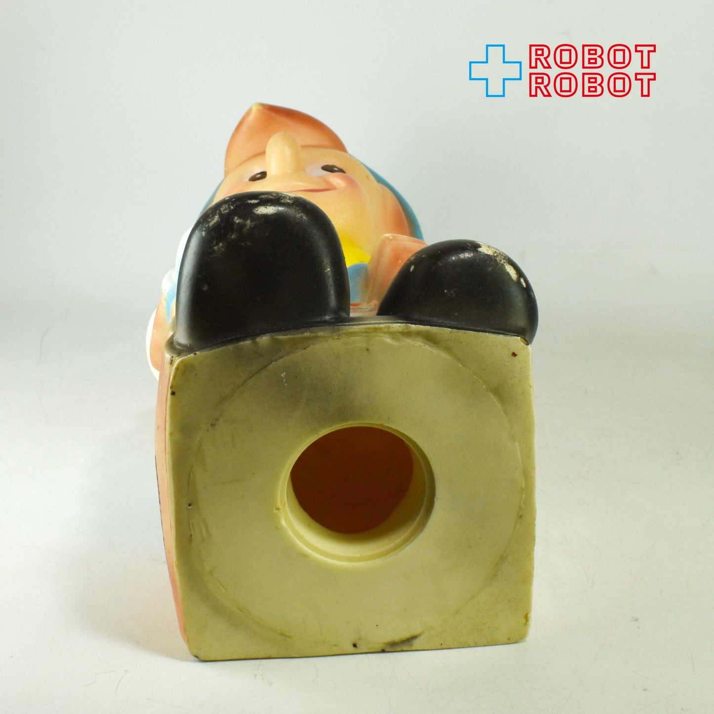 プレイパル社 ディズニー ピノキオ ラージ 珍色？ 水色帽子黄色羽 ソフビ貯金箱 バンク フィギュア ※底蓋なし