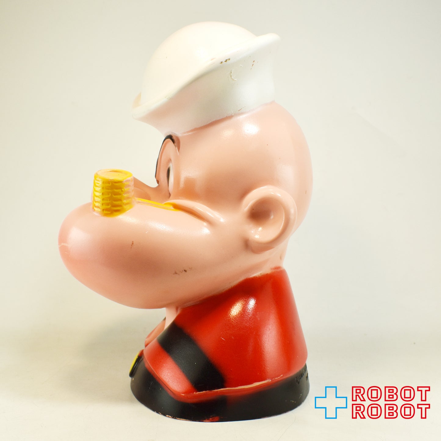 ※底蓋欠：プレイパル社 ポパイ ヘッド ソフビ貯金箱 1972
