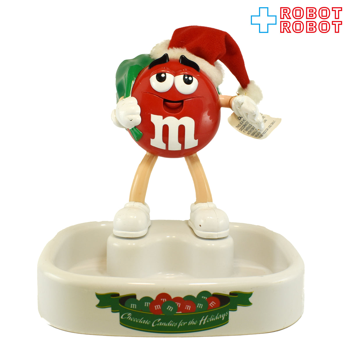 M&M's エムアンドエムズ レッド サンタ帽 トーキング アニメイテッド クリスマス キャンディー ディッシュ 白 紙タグ付き 企業物