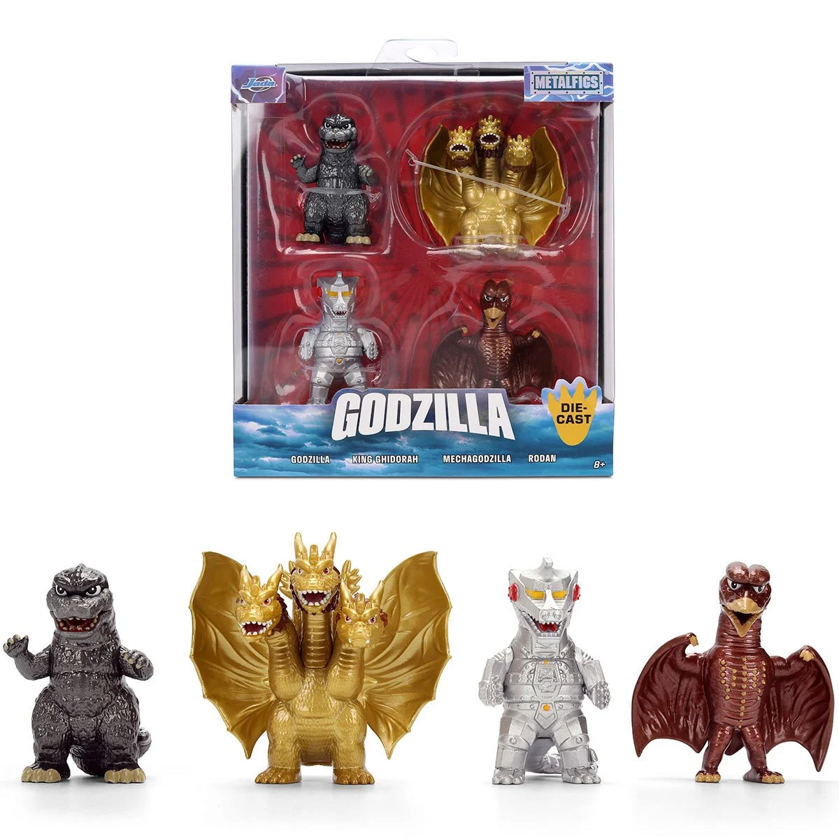 ジャダトイズ メタルズ ダイキャスト ゴジラ, キングギドラ, メカゴジラ, ラドン 4パック フィギュア 未開封