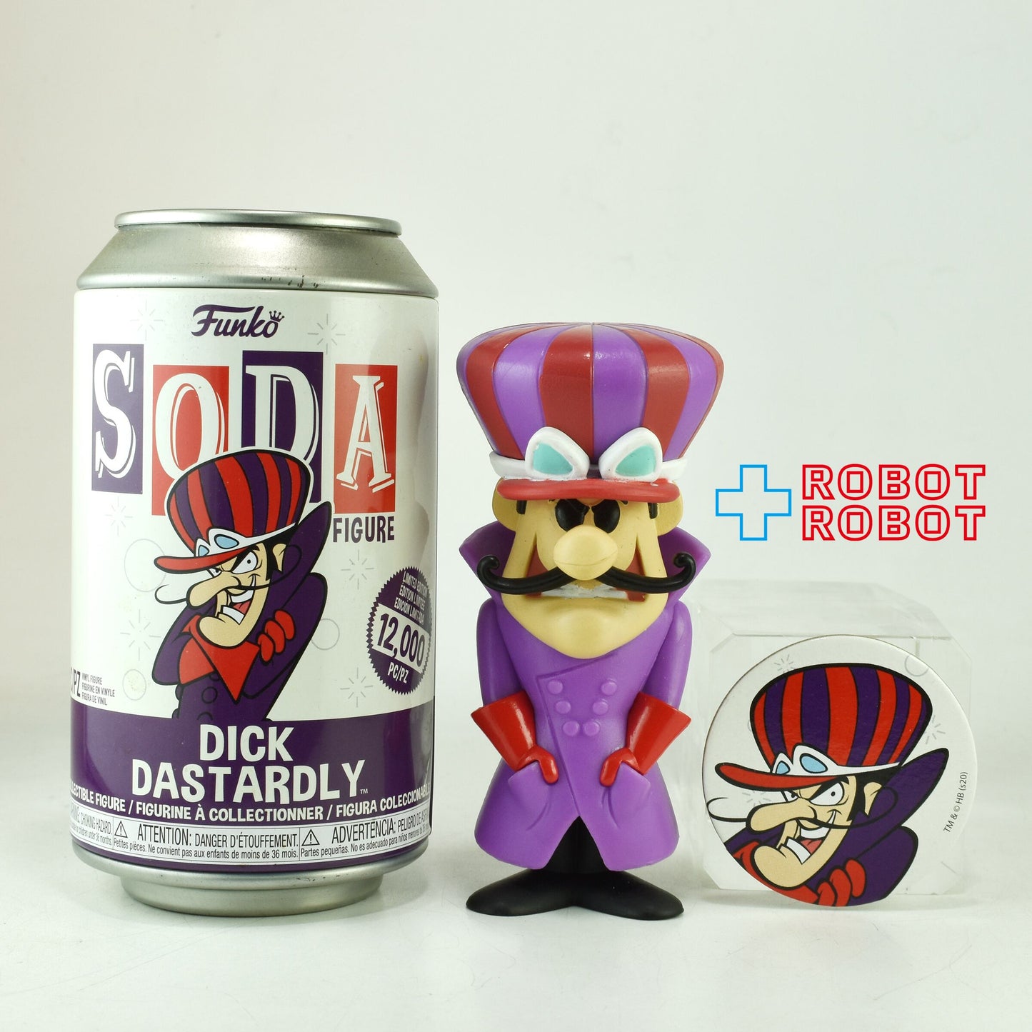 ファンコ SODA ソーダ缶 ハンナ・バーベラ チキチキマシン猛レース ディック・ダスタードリー ビニールフィギュア 缶入り