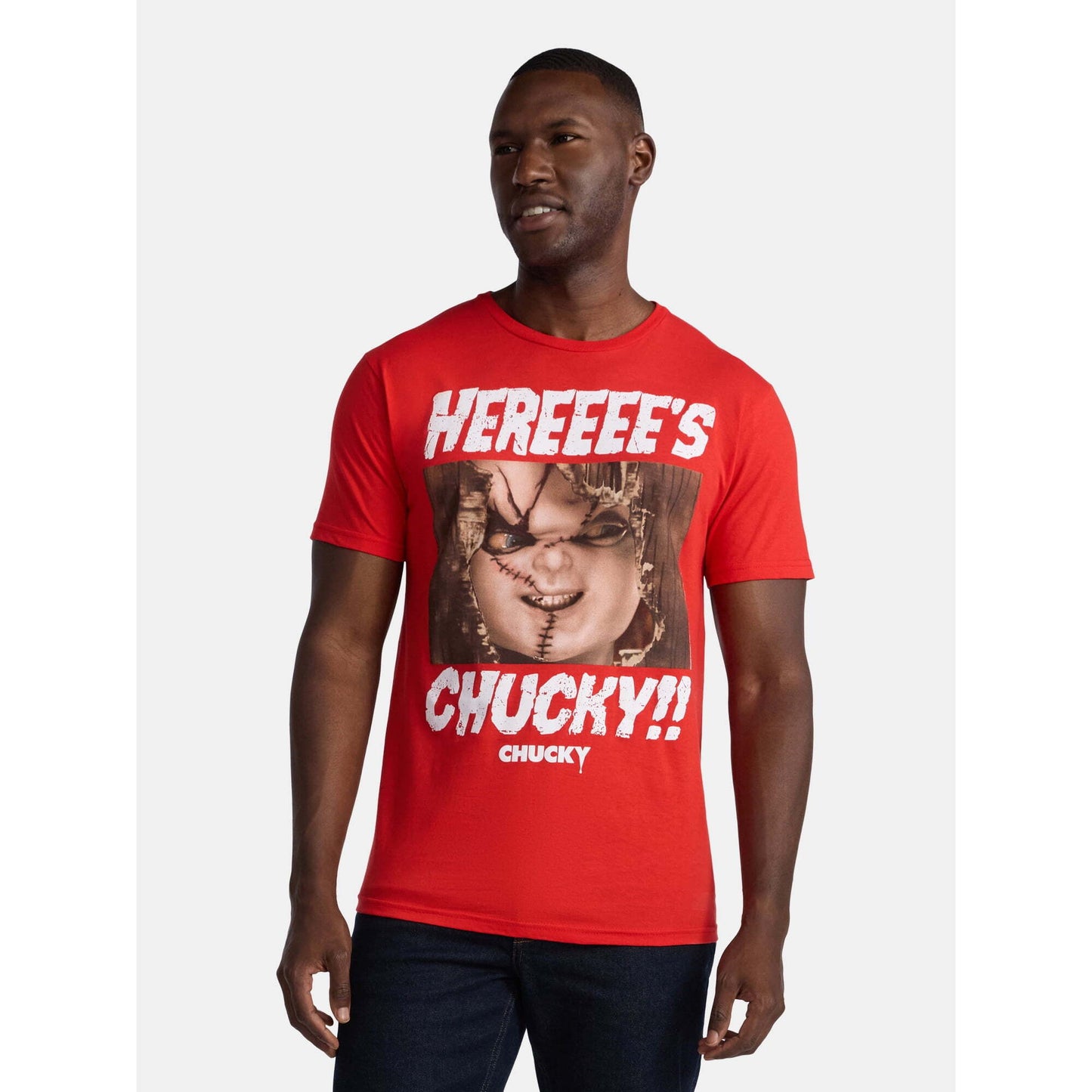 チャイルド・プレイ チャッキー HEREEEE'S CHUCKY!! グラフィック Tシャツ レッド