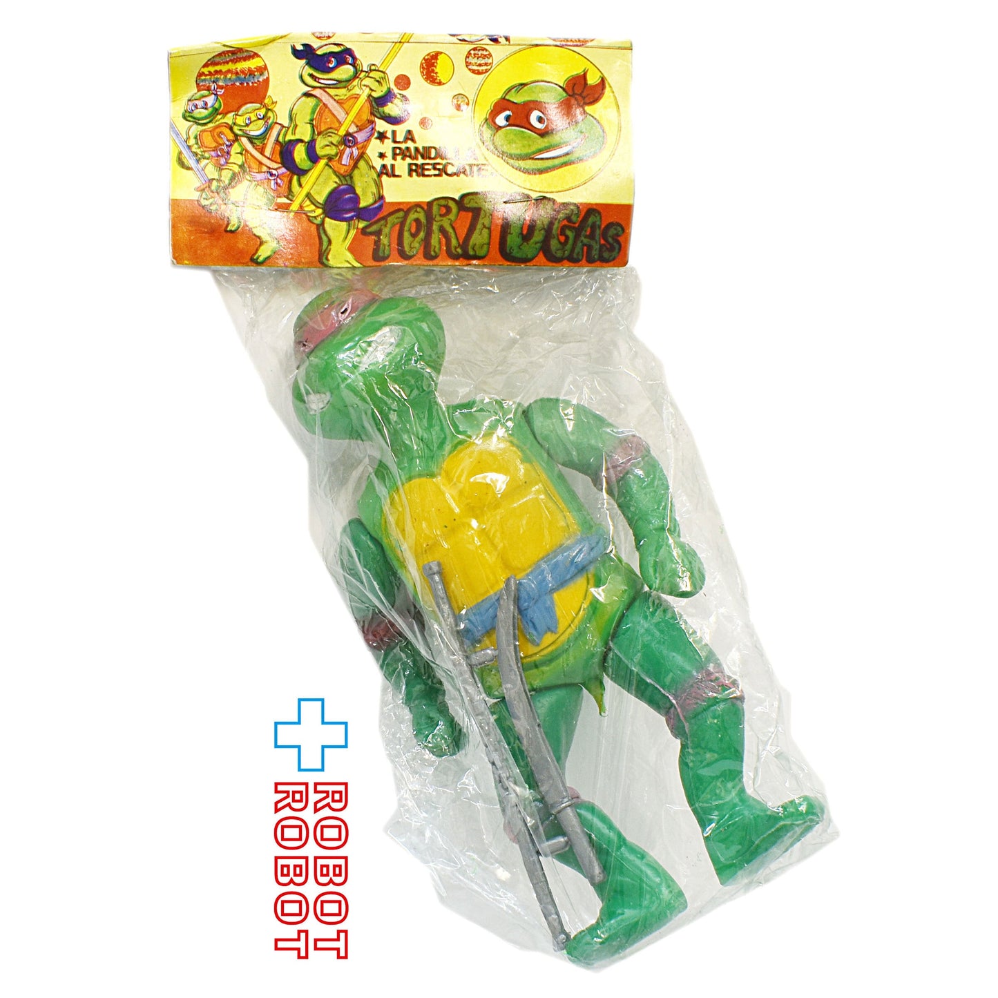 メキシコ製 タートルズ TMNT 水色ベルト ピンクマスク ポリ製アクションフィギュア