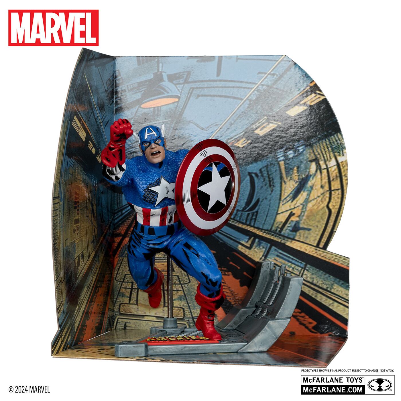 マクファーレン・トイズ マーベル シーン・フィギュア #008 キャプテン・アメリカ ジャック・カービー／Captain America Vol.1 #100 1/6 スタチューフィギュア 未開封