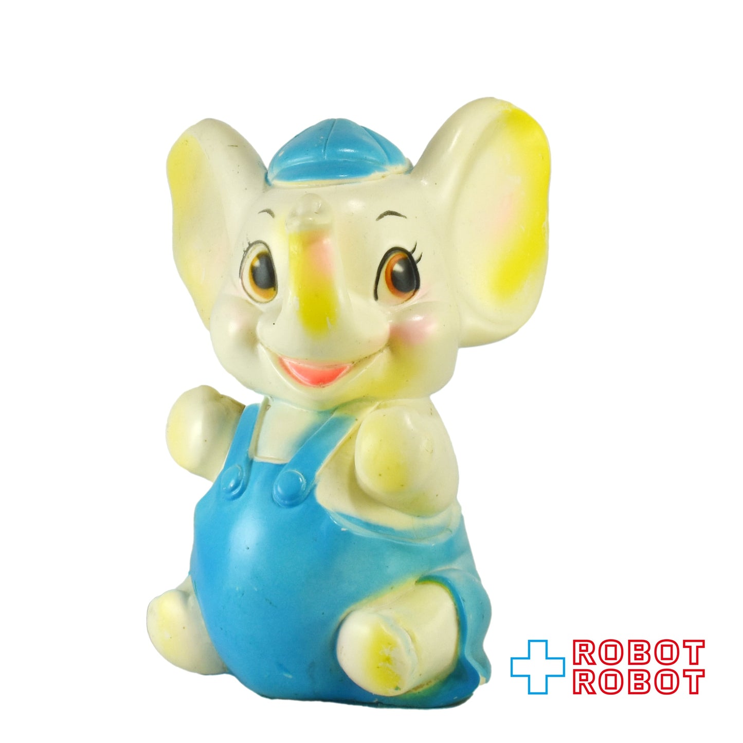 サニトイ ゾウ プラスチック貯金箱  ブルー オーバーオール