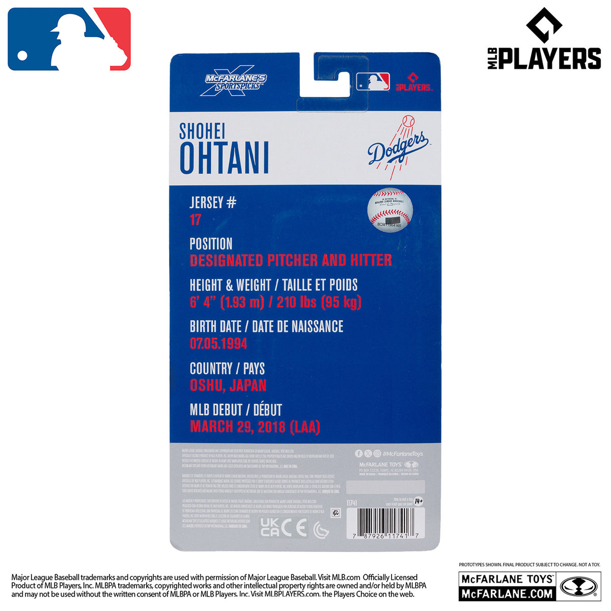 マクファーレン・トイズ スポーツピックス MLB 大谷翔平 (ロサンゼルス・ドジャース) 6インチ アクションフィギュア 国内版 未開封