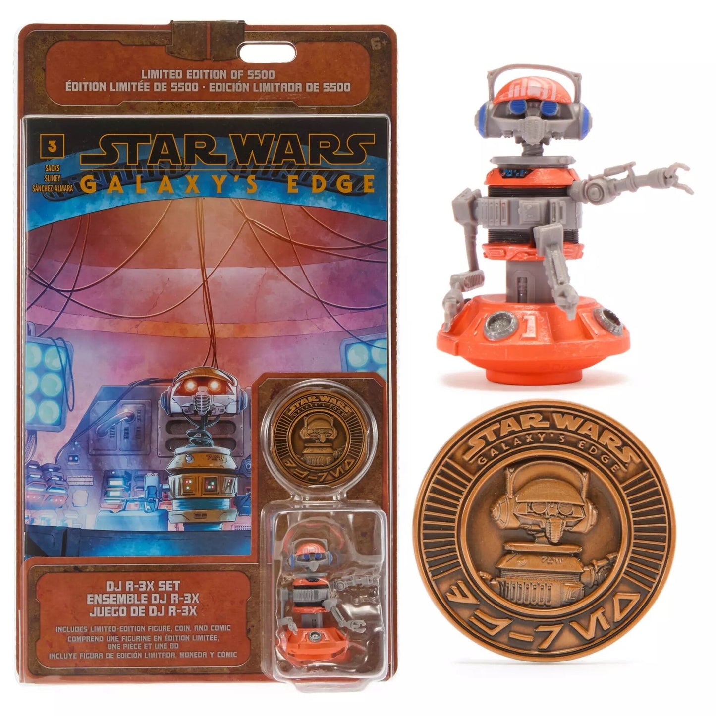 スター・ウォーズ ギャラクシーズ・エッジ DJ R-3X アクションフィギュア,コミックブック,コイン セット 未開封