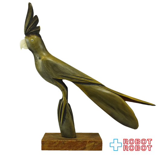 オウム 木彫り置物 19センチ