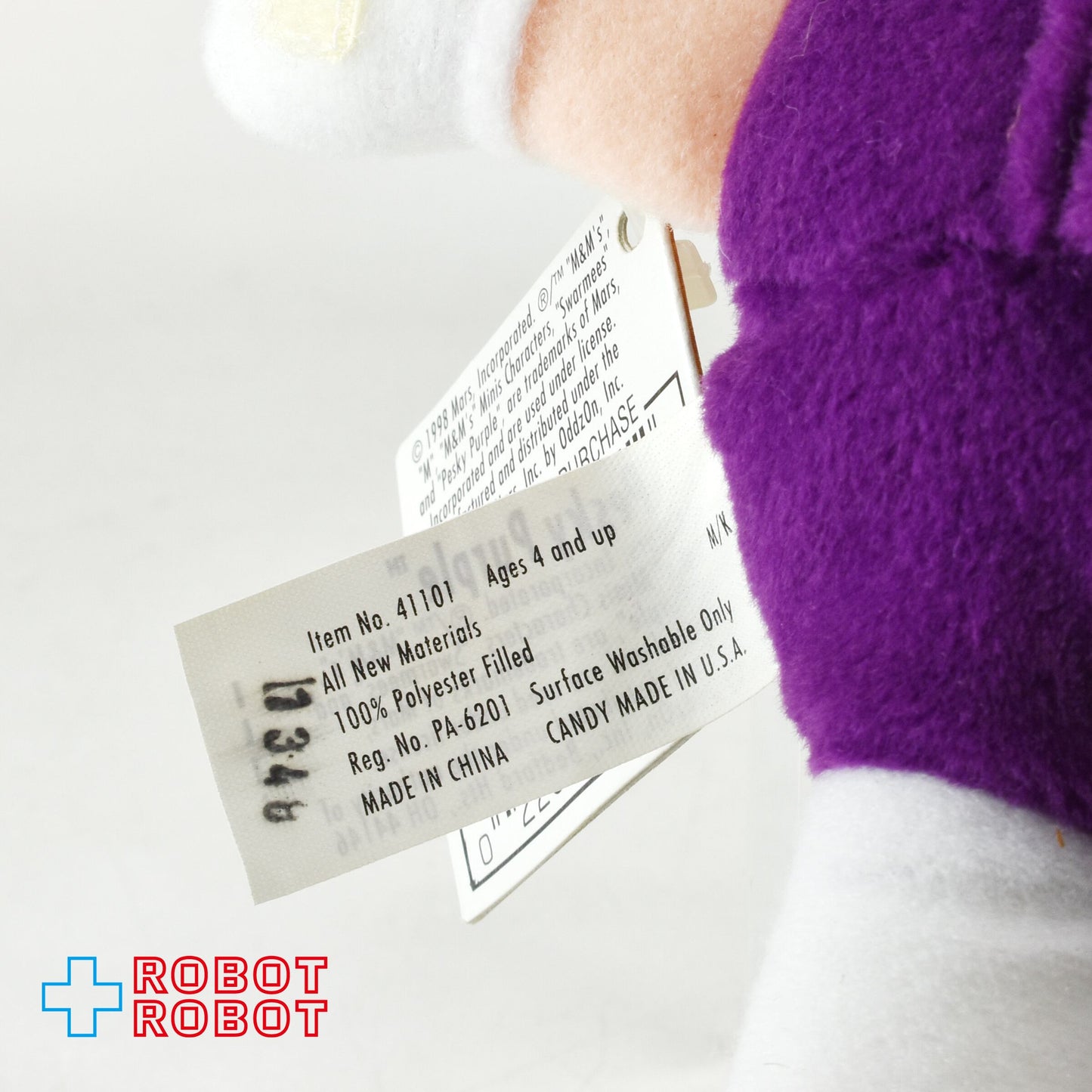 M&M's ミニズ サワーミーズ プラッシュ コレクティブル パープル  エムアンドエムズ ぬいぐるみ人形 1998 紙タグ付き