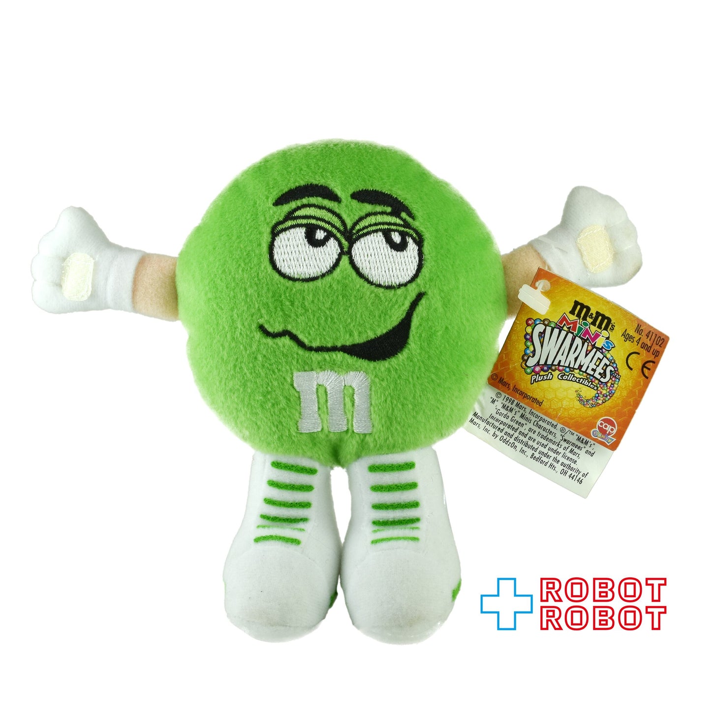 M&M's ミニズ サワーミーズ プラッシュ コレクティブル グリーン エムアンドエムズ ぬいぐるみ人形 1998 紙タグ付き