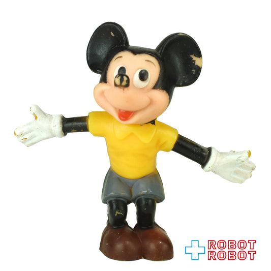 メーカー不明 ディズニー ミッキー 腕開き ミニチュア 顔ソフビ プラスチック フィギュア ※難あり