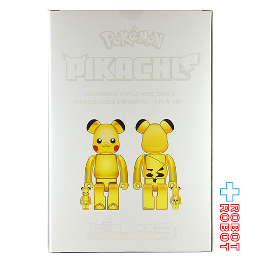 メディコム ベアブリック WORLD WIDE TOUR 3 開催記念商品 ピカチュウ GOLD CHROME Ver.100％ & 400％ 未開封
