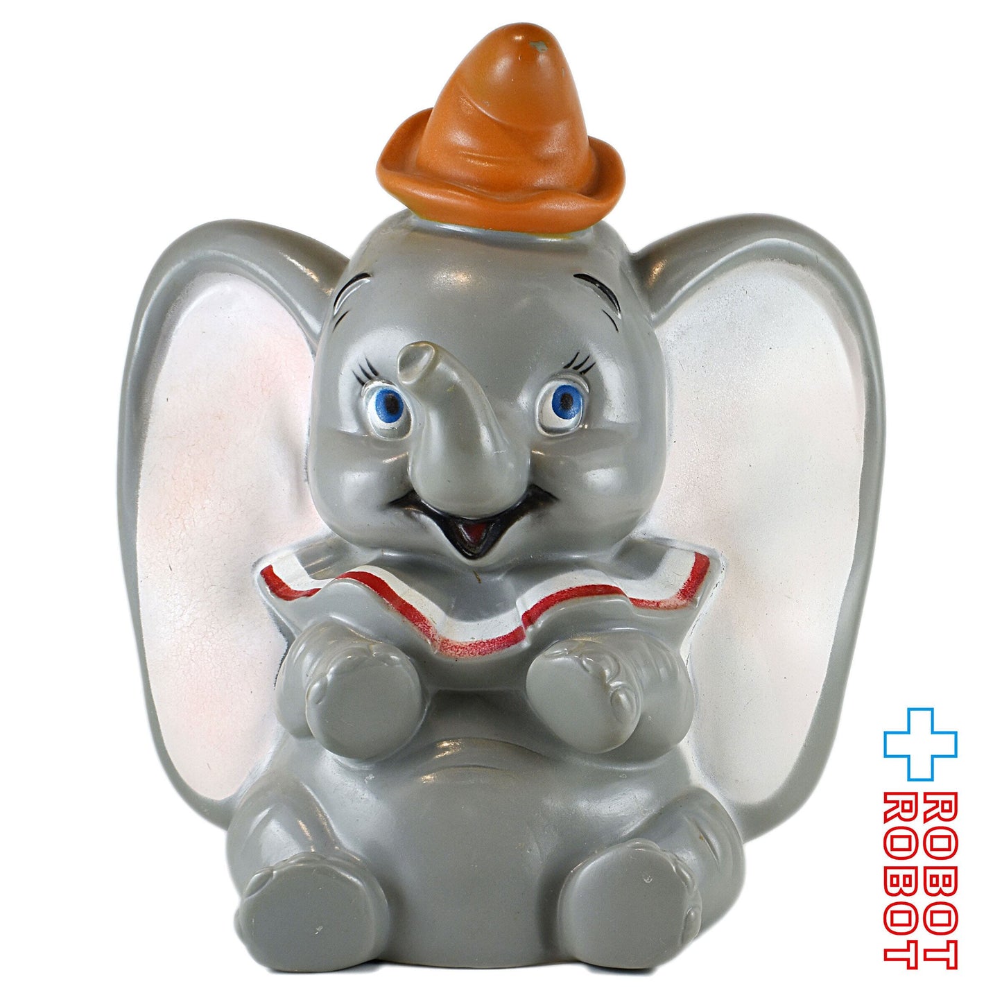 プレイパル デイズニー ダンボ オレンジ色帽子 ソフビ貯金箱 底蓋有り ウォルトディズニープロダクション
