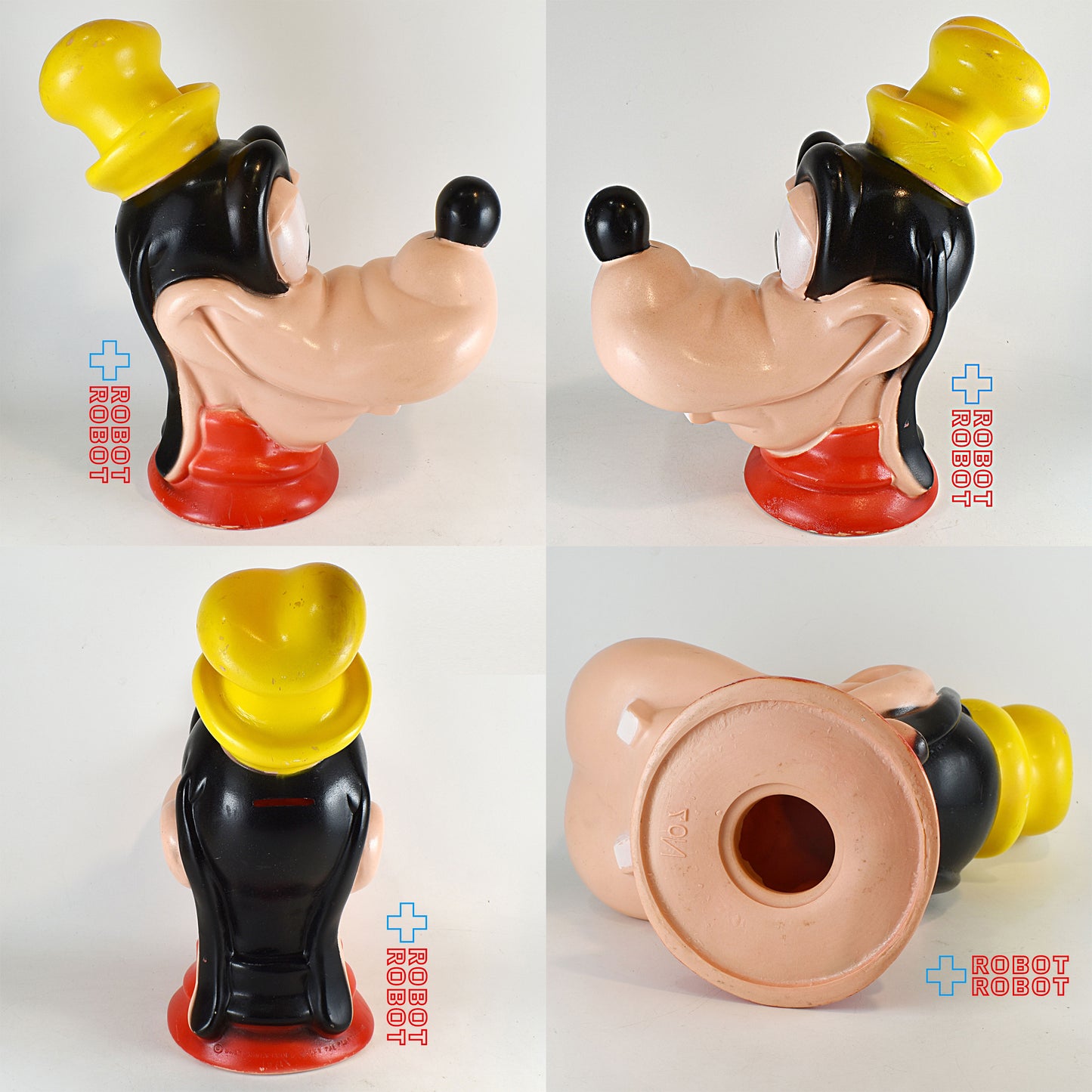 プレイパル ディズニー グーフィー ヘッド ソフビ貯金箱 底蓋欠