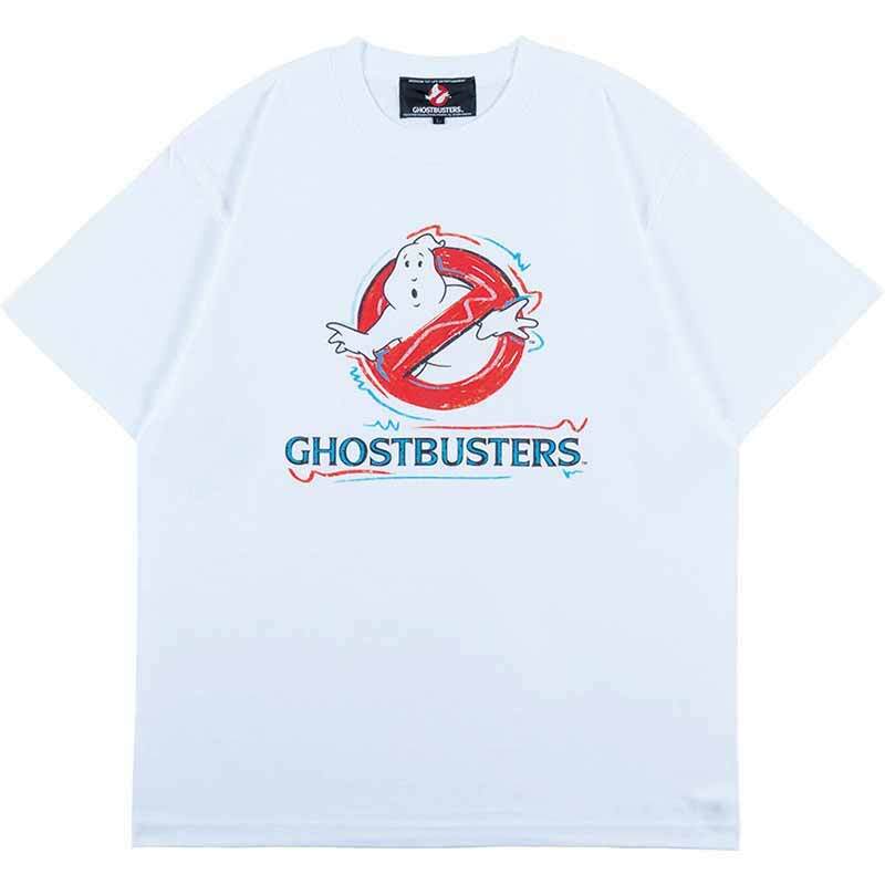 メディコム・トイ MLE ゴーストバスターズ ロゴ (落書き) ホワイト Tシャツ Mサイズ 紙タグ付き