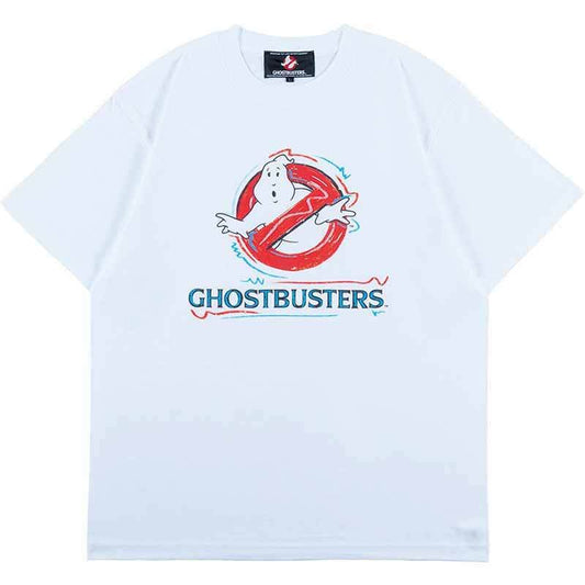 メディコム・トイ MLE ゴーストバスターズ ロゴ (落書き) ホワイト Tシャツ Mサイズ 紙タグ付き