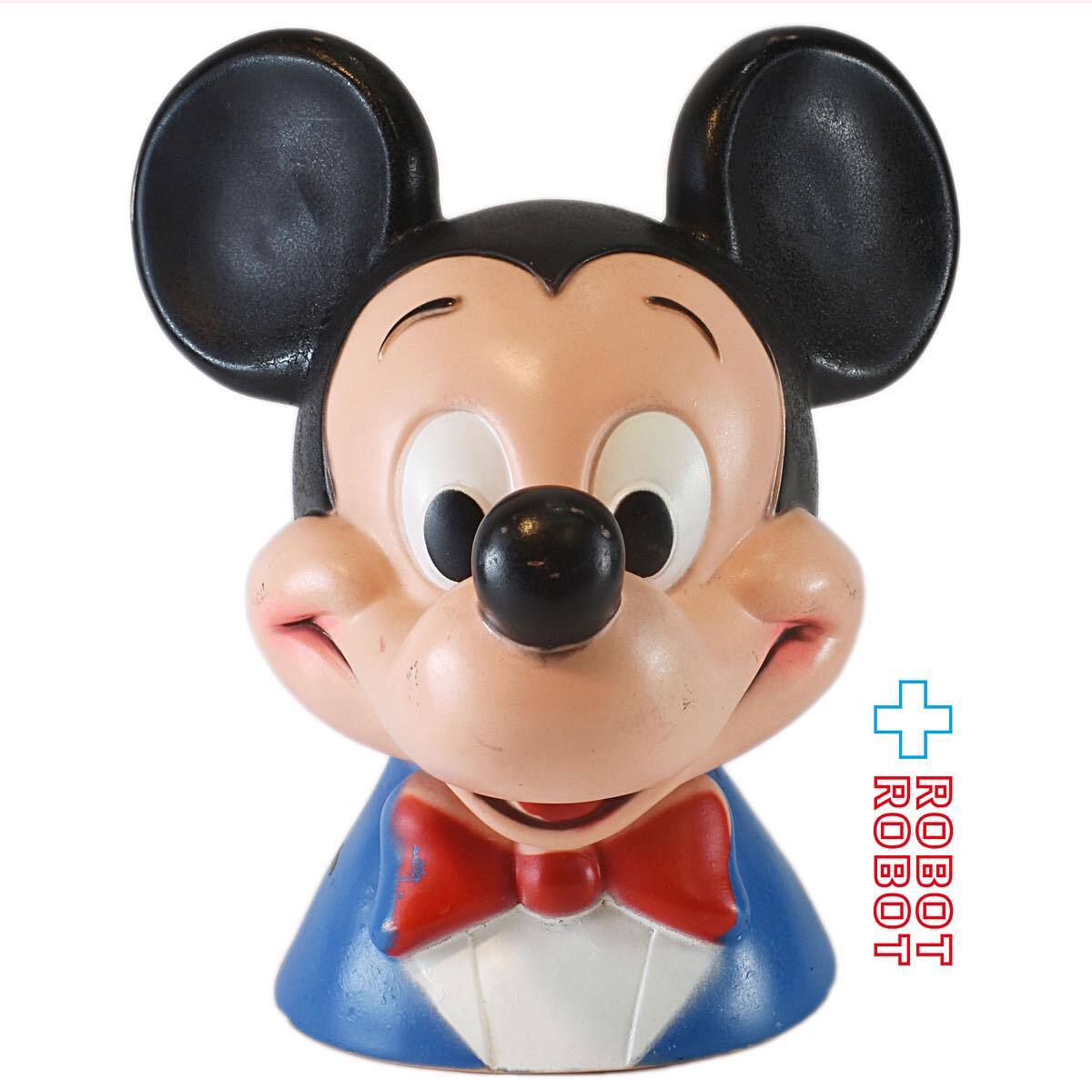 プレイパル ディズニー ミッキーマウス ヘッドソフビ貯金箱 底蓋欠