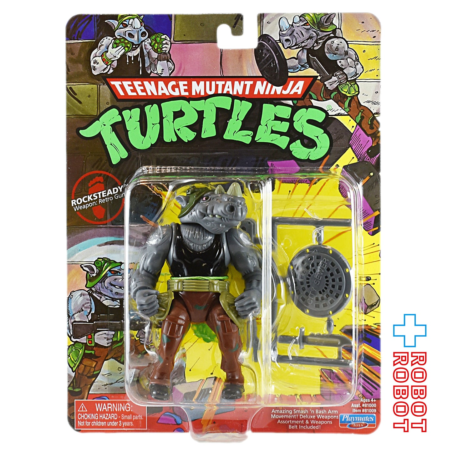 プレイメイツ タートルズ TMNT オリジナル・クラシック ロックステディ 4インチ ベーシックフィギュア 未開封 ※難有り