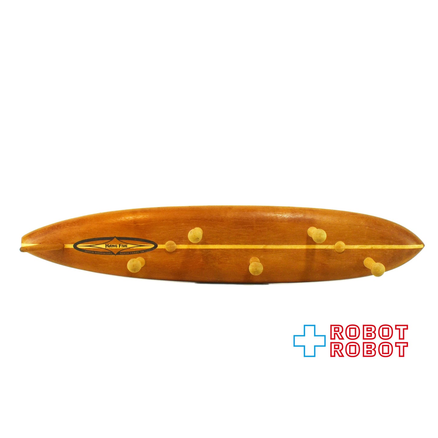 オースティン・ウッドワーク製 ハング・ファイブ サーフボード型 ハット/コート 木製ラック