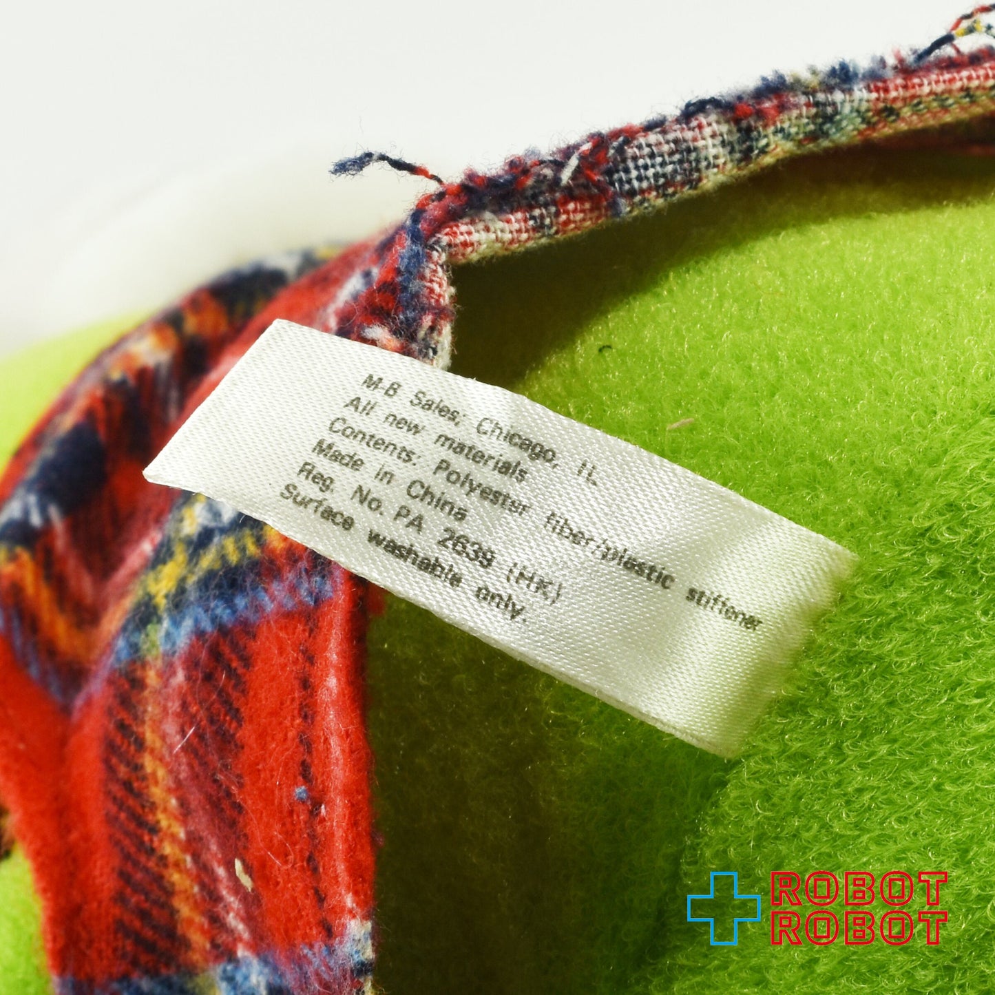 マクドナルド セサミストリート マペッツ ベビー・カーミット 赤チェックベスト ぬいぐるみ人形 1987 紙タグ付