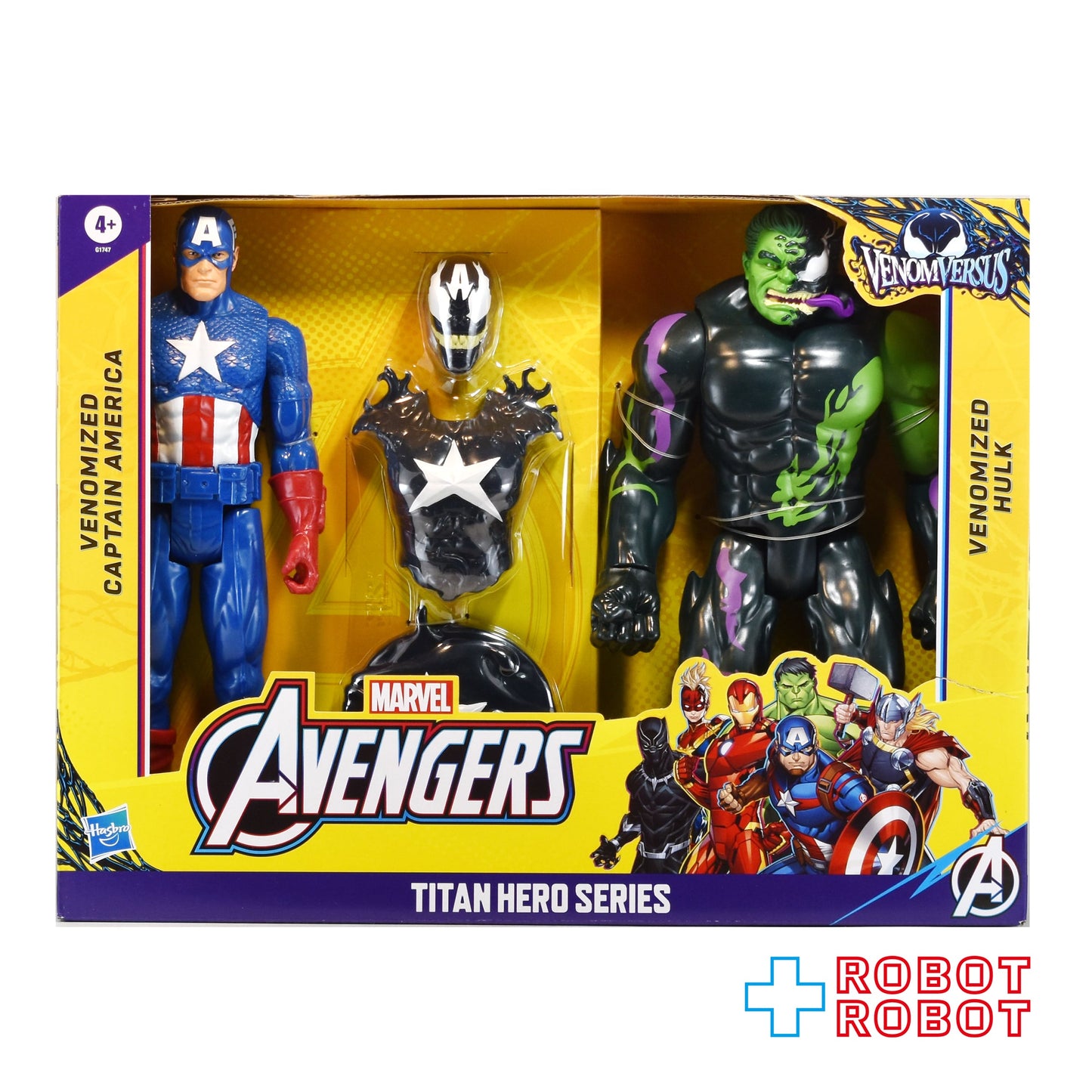 ハズブロ マーベル タイタンヒーローシリーズ アベンジャーズ ヴェノマイズド キャプテン・アメリカ & ヴェノマイズド ハルク 12インチ アクションフィギュア 未開封