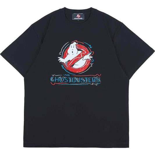 メディコム・トイ MLE ゴーストバスターズ ロゴ (落書き) ブラック Tシャツ XLサイズ 紙タグ付き