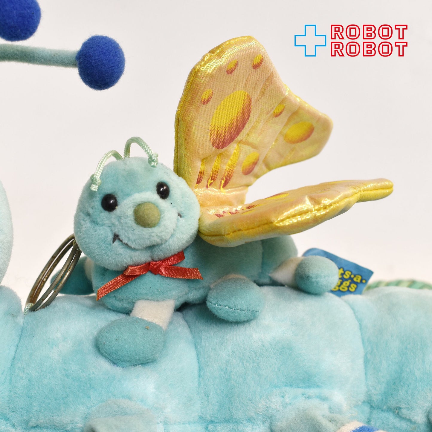 ロッツアロッツアレッグ いもむし ブルー・10本足 ライトアップ & 蝶 キーリング ぬいぐるみ人形 1998