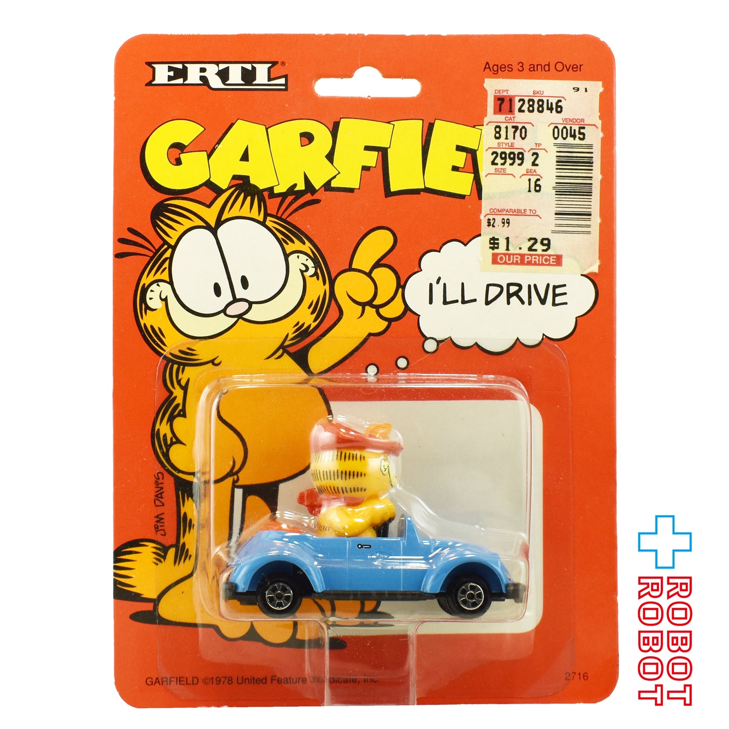 ERTL ガーフィールド I'LL DRIVE ダイキャストカー 1990 未開封