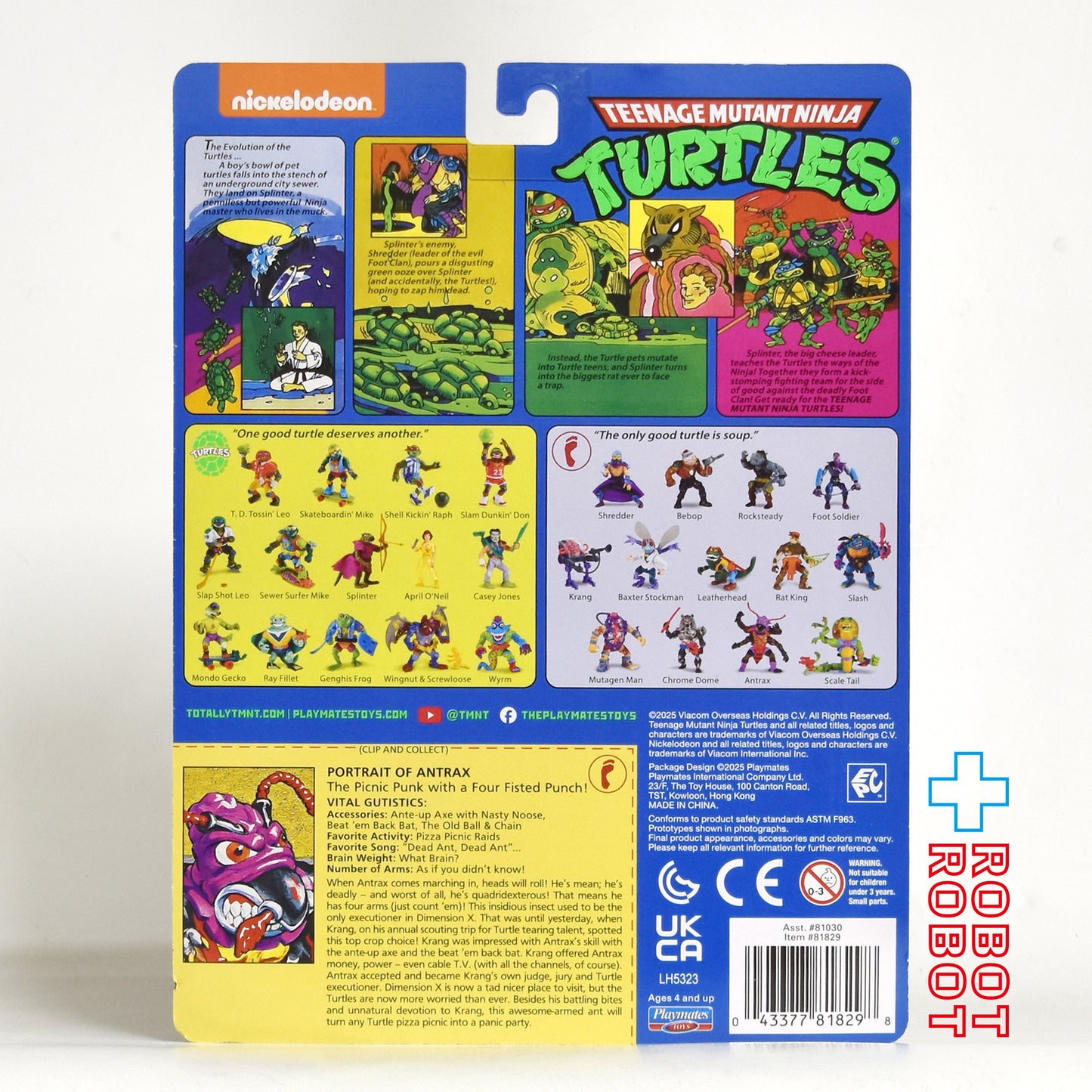 プレイメイツ タートルズ TMNT オリジナル・クラシック アントラックス 4インチ ベーシックフィギュア 未開封