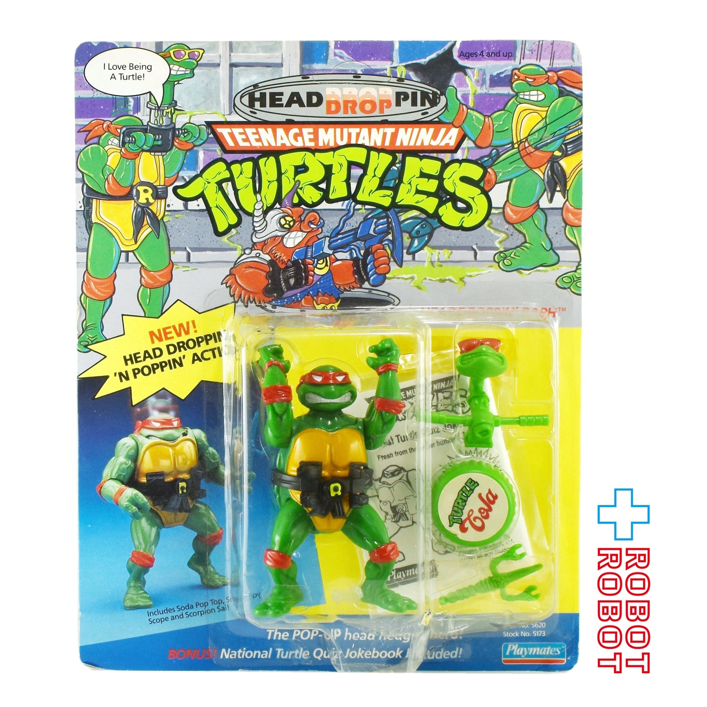 プレイメイツ TMNT ニンジャ・タートルズ ヘッドドロッピン ラフ ラファエロ 1991 アクションフィギュア 未開封