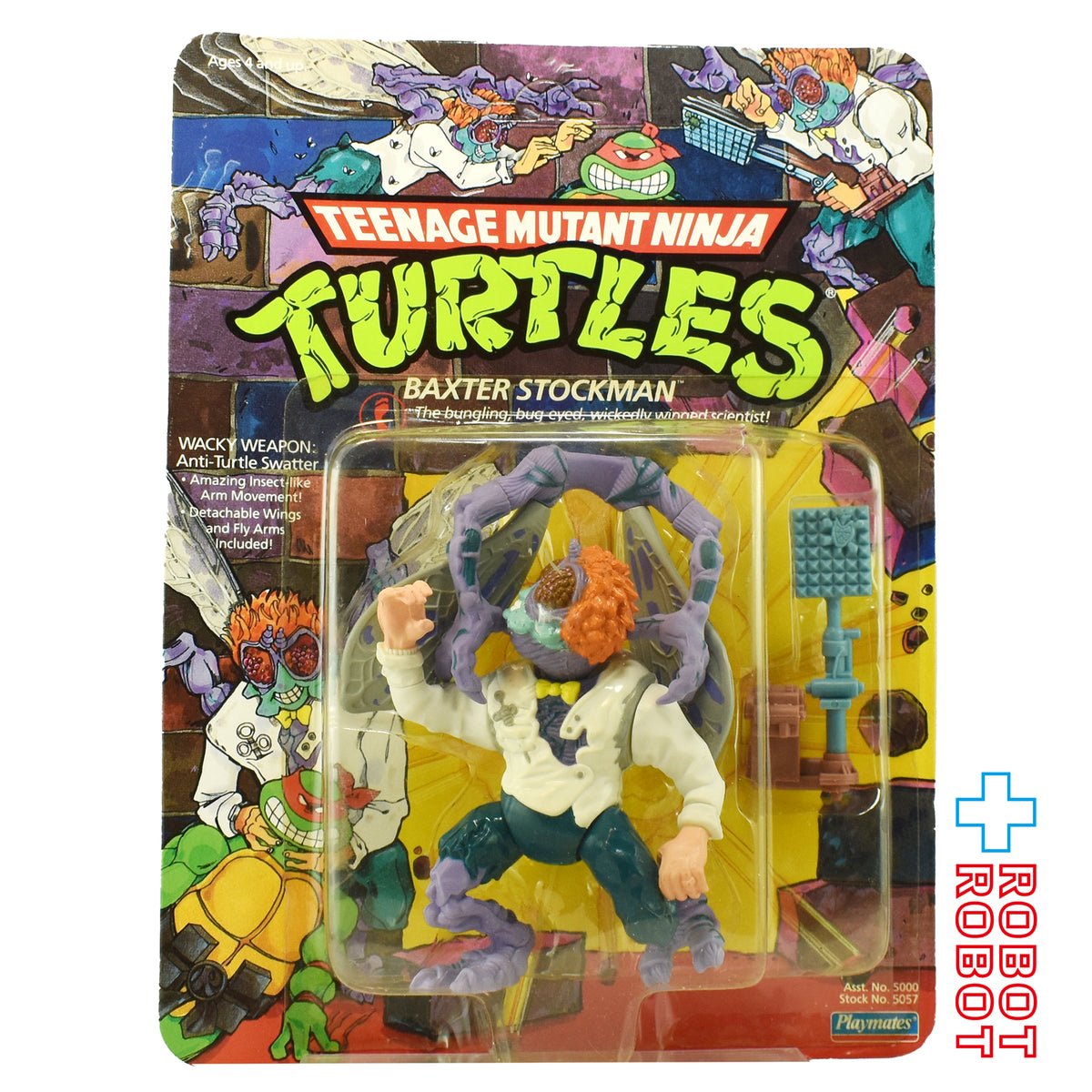 プレイメイツ タートルズ TMNT バクスター・ストックマン 14バック 4インチ アクションフィギュア 1989 未開封