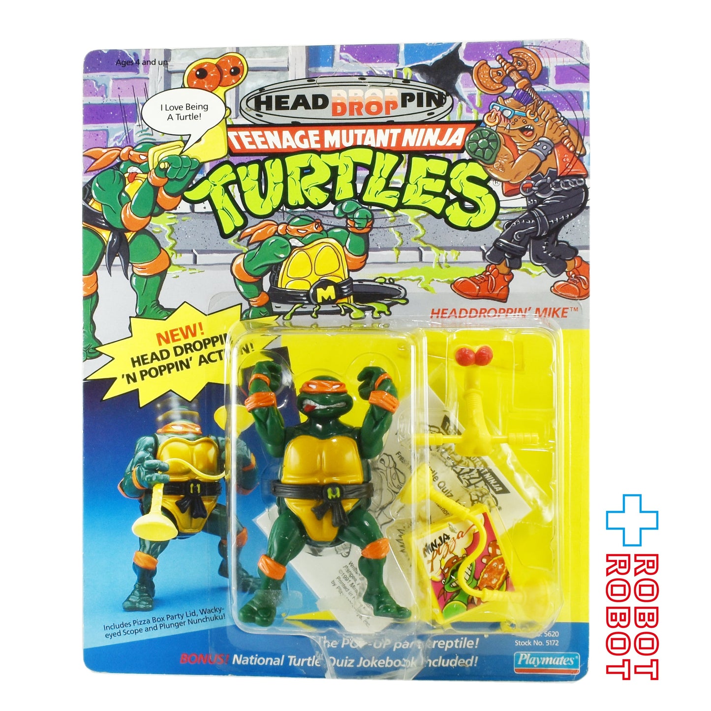 プレイメイツ TMNT ニンジャ・タートルズ ヘッドドロッピン マイク ミケランジェロ 1991 アクションフィギュア 未開封