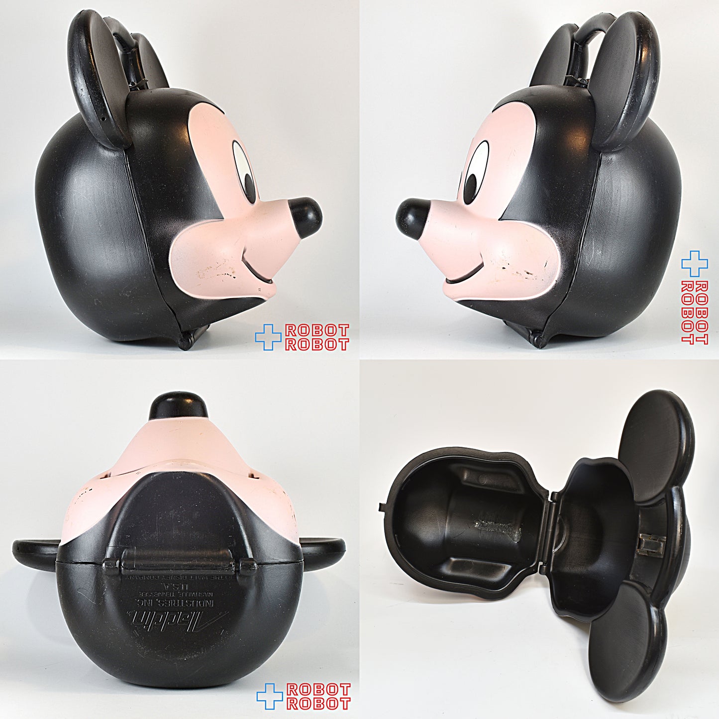 ミッキーマウスの顔のカタチのランチボックス 水筒欠ペイントロス アラジン社 1989