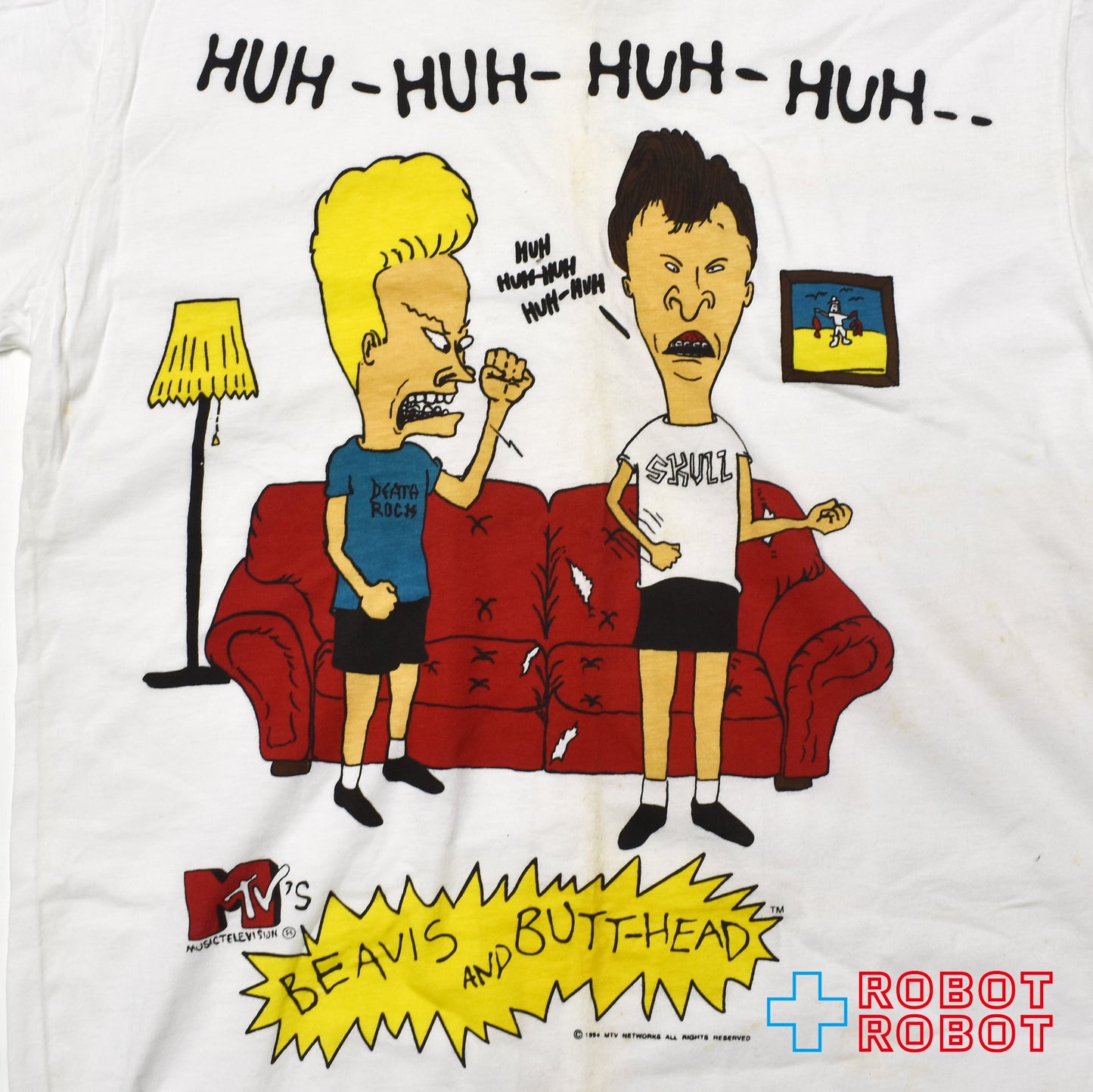 アメリカンウェア ビーバス & バットヘッド MTV "HUH-HUH-HUH-HUH" Tシャツ 90's USA製 ホワイト Lサイズ