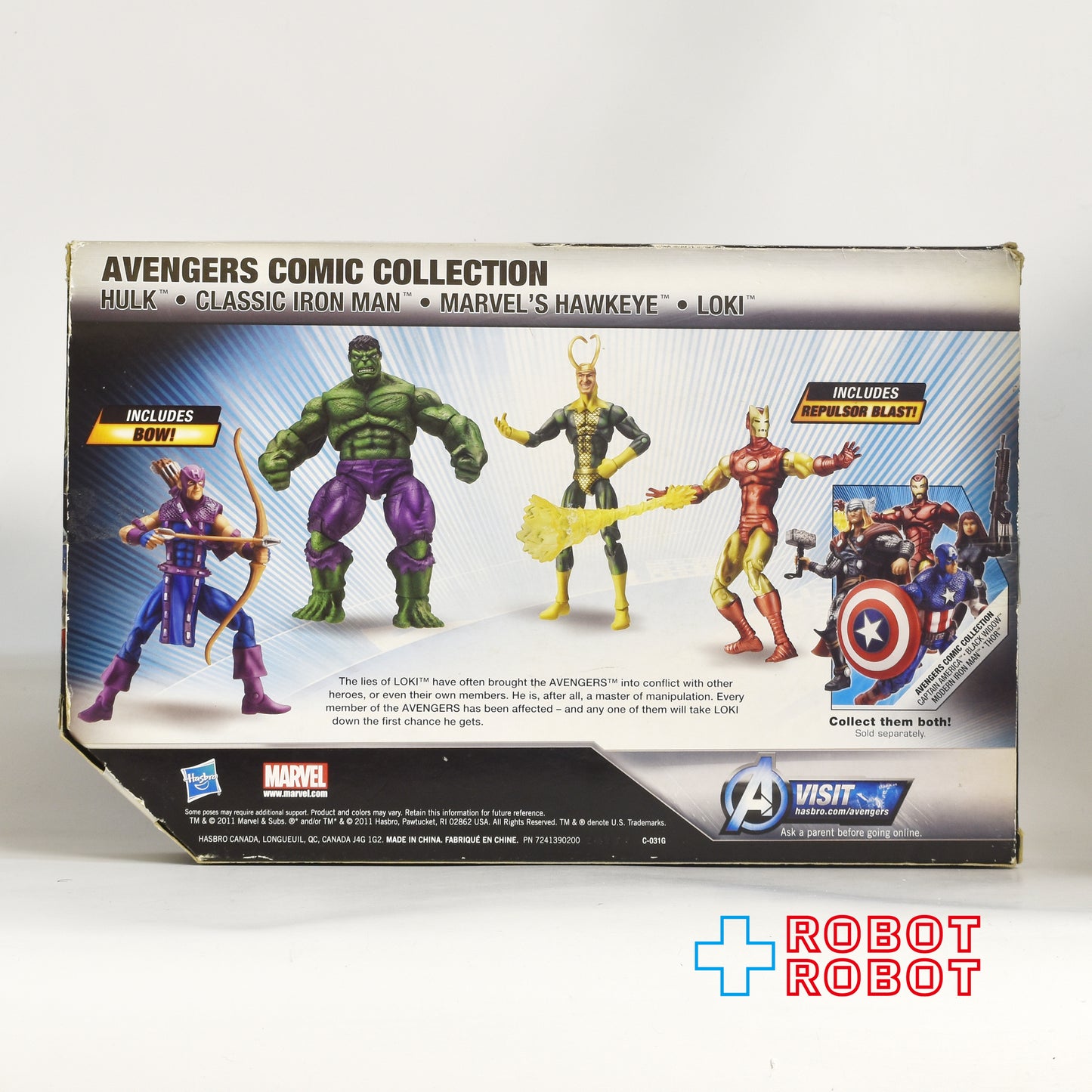 マーベル アベンジャーズ コミックコレクション ホークアイ / ハルク / ロキ / アイアンマン 4パック 3.75インチ アクションフィギュア 箱入