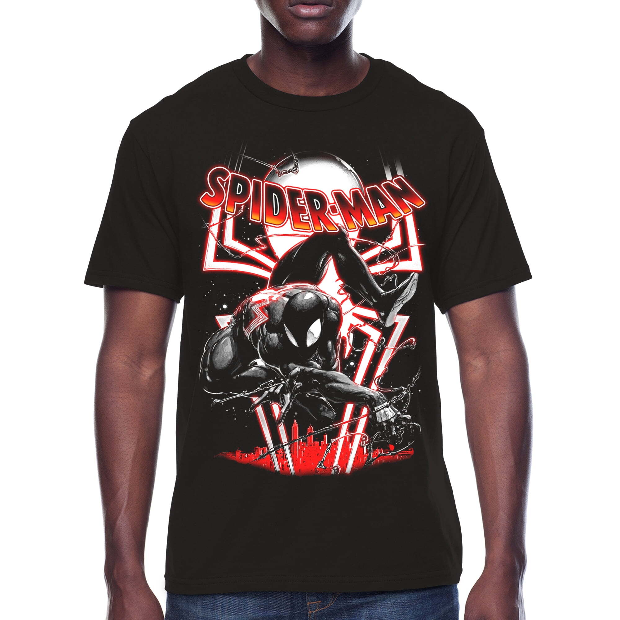 キス×マーベル　スパイダーマンブラックＴシャツ　Ｍ マーベル スパイダーマン グラフィック Tシャツ ブラック