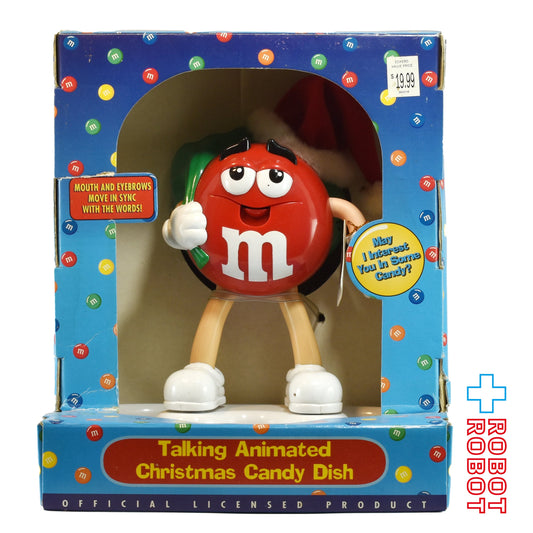 M&M's エムアンドエムズ レッド サンタ帽 トーキング アニメイテッド クリスマス キャンディー ディッシュ 白 箱入