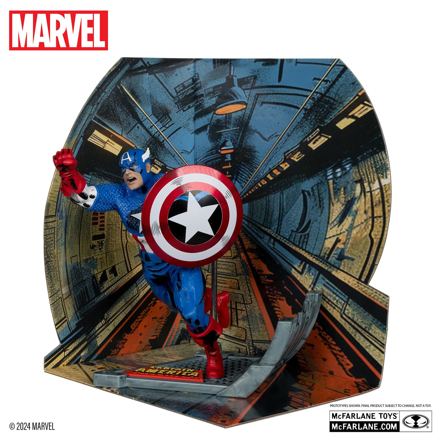 マクファーレン マーベル シーン・フィギュア #008 キャプテン・アメリカ ジャック・カービー／Captain America Vol.1 #100 1/6 スタチューフィギュア 未開封