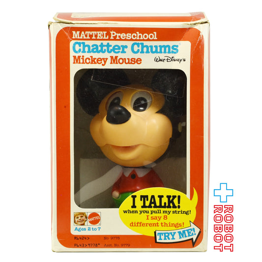 マテル ディズニー ミッキーマウス チャッターチャムス プルストリングトーキング トイ CHATTER CHUMS 箱付