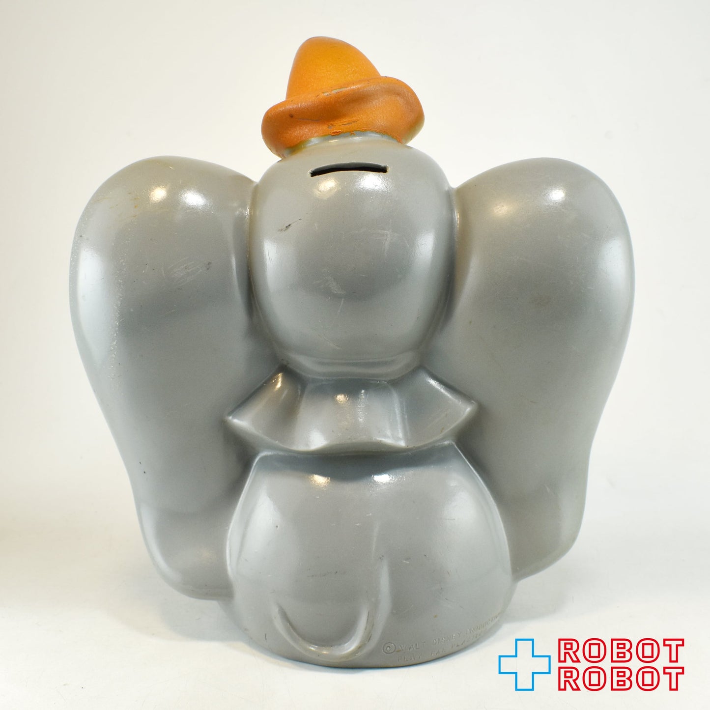 プレイパル デイズニー ダンボ オレンジ色帽子 ソフビ貯金箱 底蓋有り ウォルトディズニープロダクション