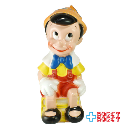 プレイパル社 ディズニー ピノキオ ラージ 薄茶帽子水色羽 ソフビ貯金箱 バンク フィギュア