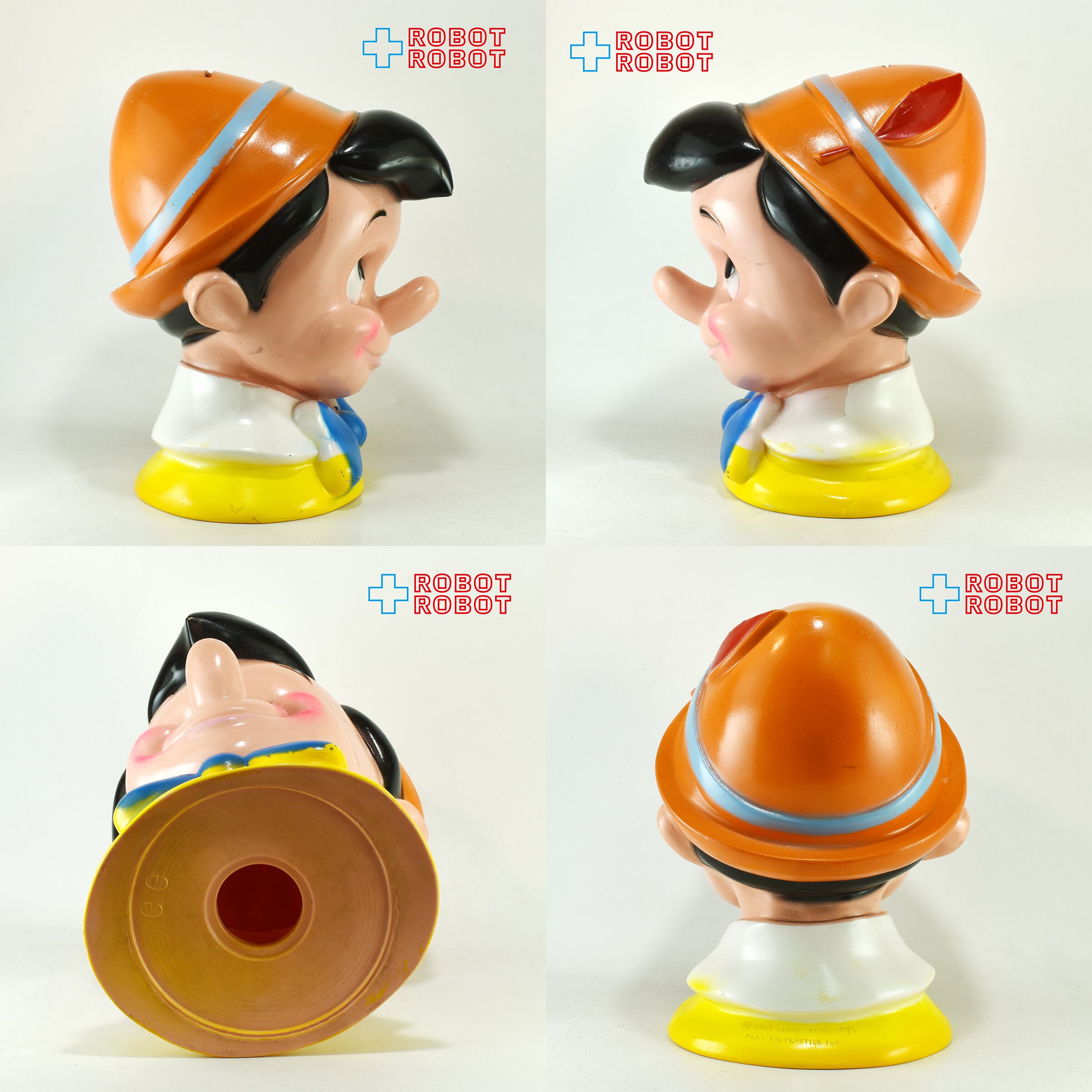 ピノキオ　貯金箱　アメトイ　ソフビ　ビンテージ　ディズニー　アメリカン雑貨 プレイパル ディズニー ピノキオ ヘッド ソフビ貯金箱 – ROBOTROBOT