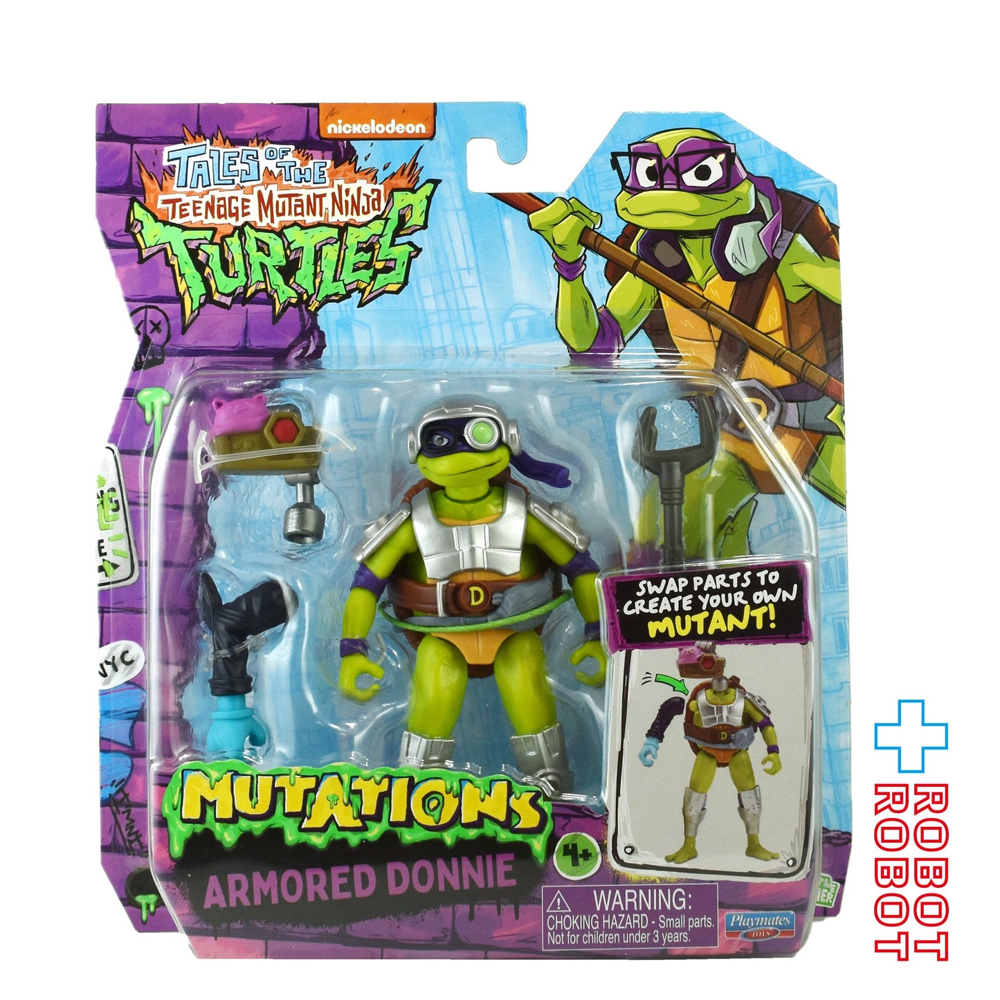 プレイメイツ テイルズ・オブ・ティーンエイジ・ミュータント・ニンジャ・タートルズ  ミューテーションズ MIX 'N MATCH アーマード・ドナテロ 4.5インチ ベーシックフィギュア 未開封