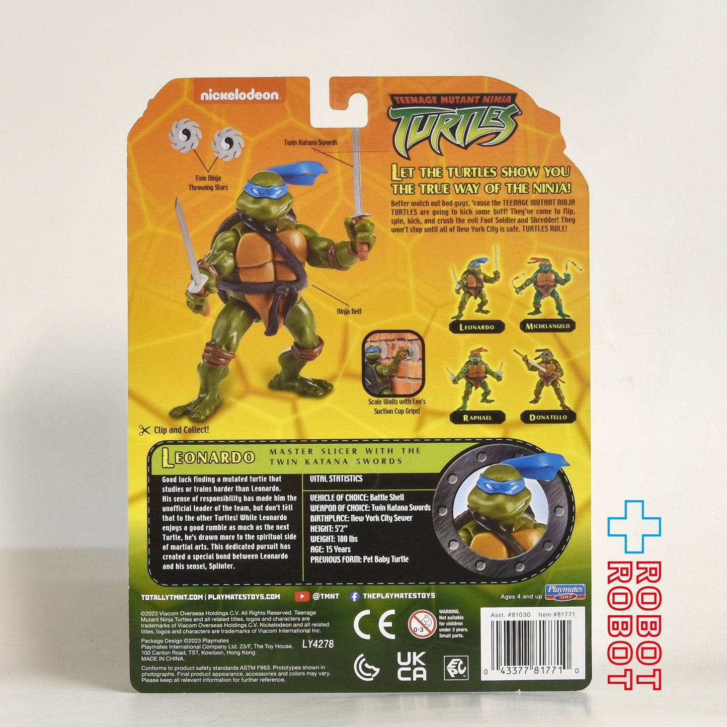 プレイメイツ タートルズ TMNT クラシック 2003 レオナルド 4インチ アクションフィギュア 未開封