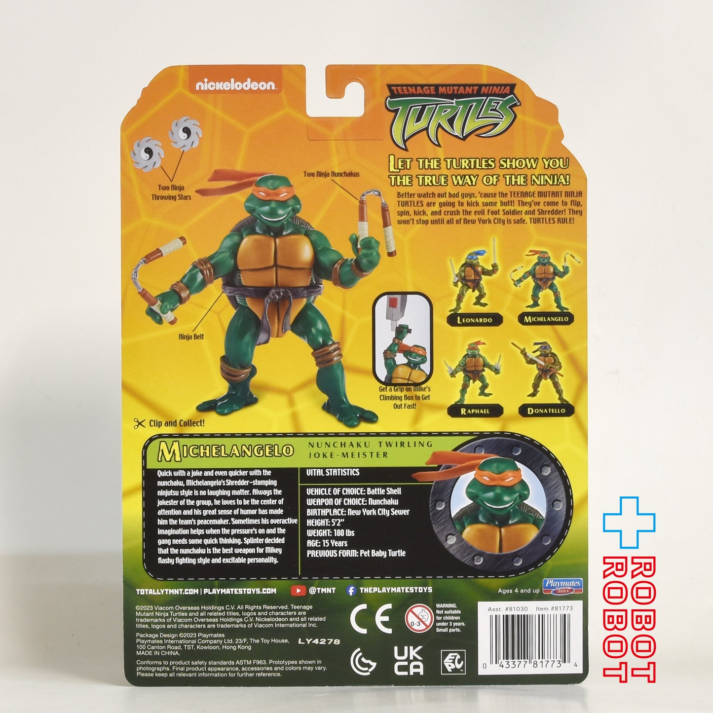 プレイメイツ タートルズ TMNT クラシック 2003 ミケランジェロ 4インチ アクションフィギュア 未開封