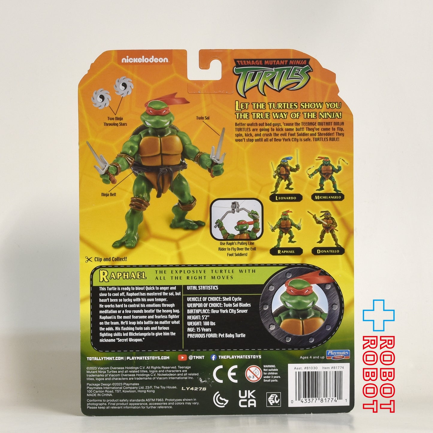 プレイメイツ タートルズ TMNT クラシック 2003 ラファエロ 4インチ アクションフィギュア 未開封