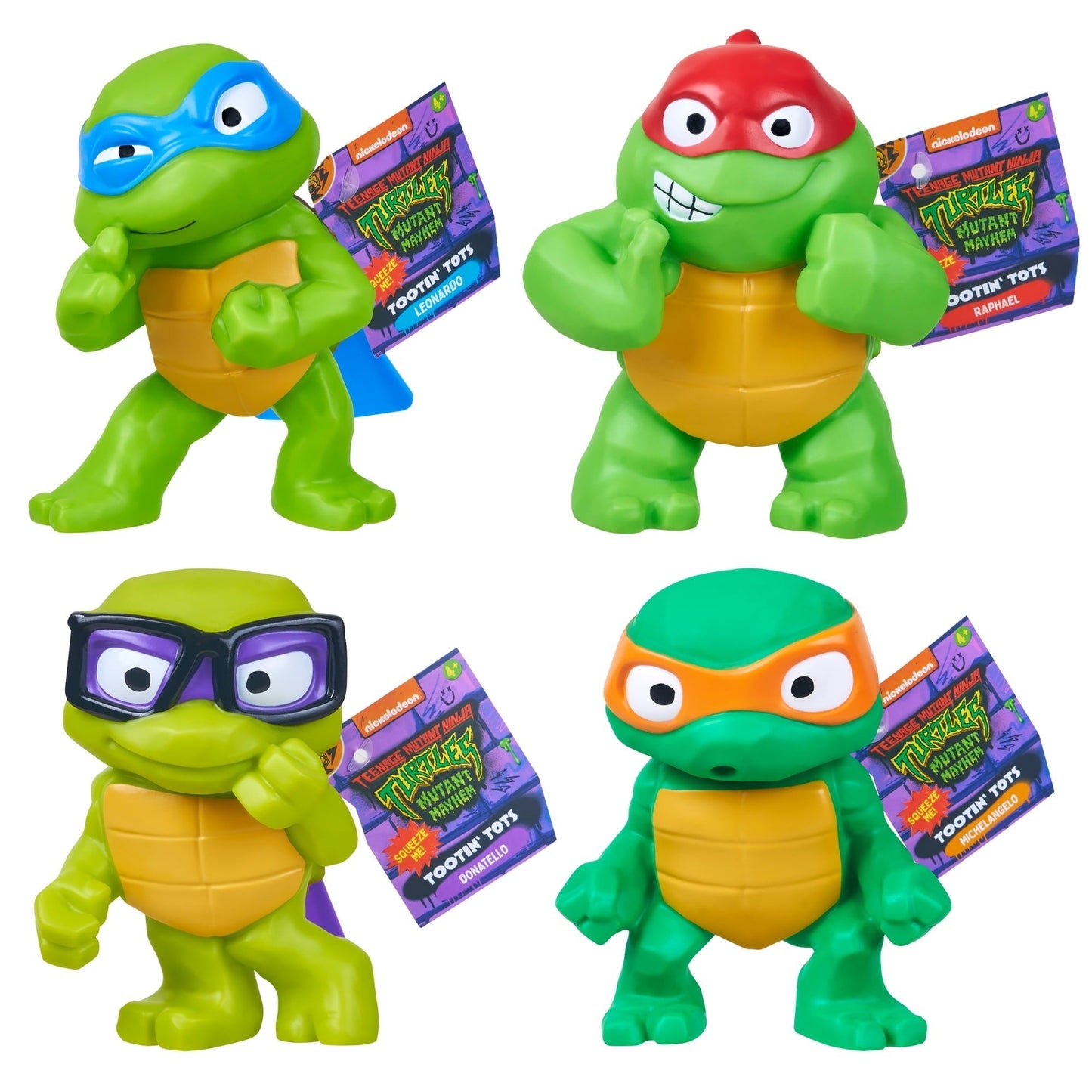 プレイメイツ タートルズ ミュータント・パニック！TMNT こどもタートル おならソフビ ４体セット