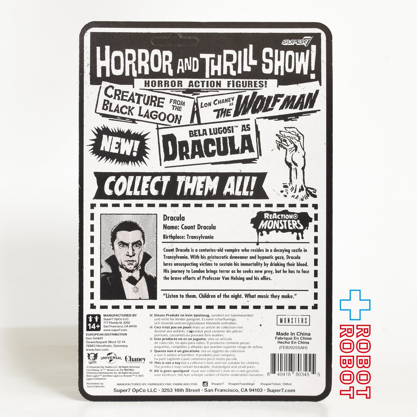 リ・アクション+ ユニバーサル・モンスター ドラキュラ ベラ・ルゴシ 3.75インチ アクションフィギュア 未開封