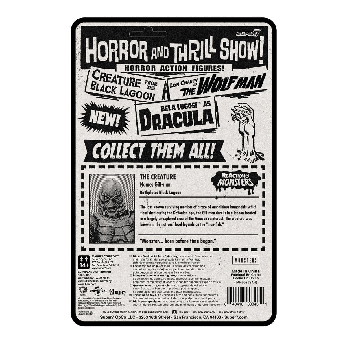 リ・アクション+ ユニバーサル・モンスター 大アマゾンの半魚人 3.75インチ アクションフィギュア 未開封