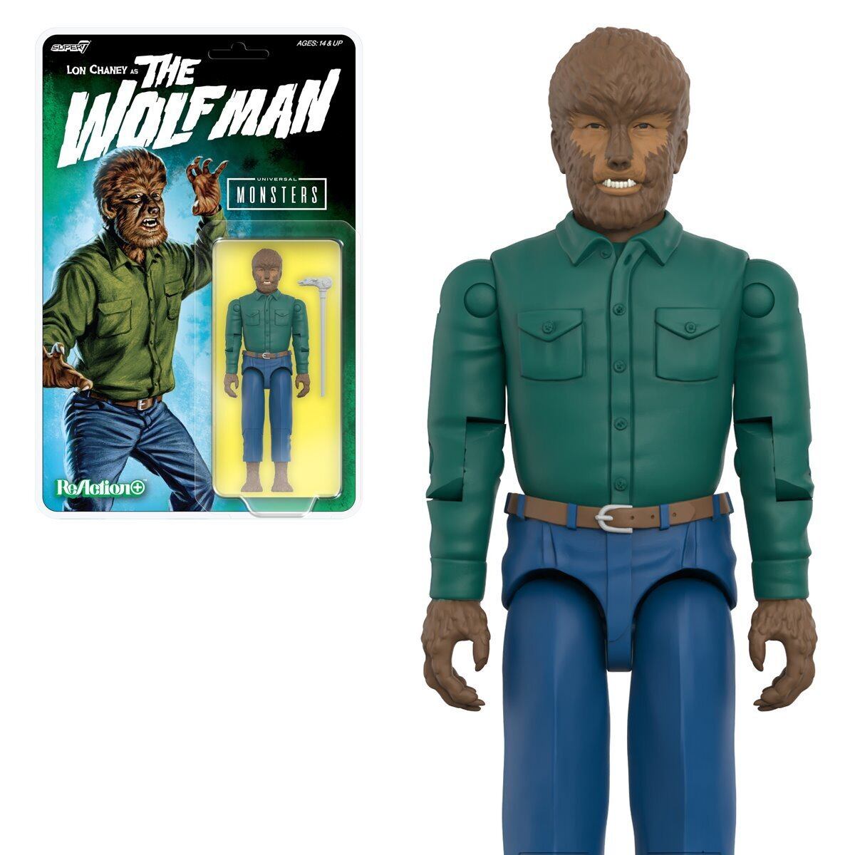 リ・アクション+ ユニバーサル・モンスター 狼男 ロン・チェイニー 3.75インチ アクションフィギュア 未開封